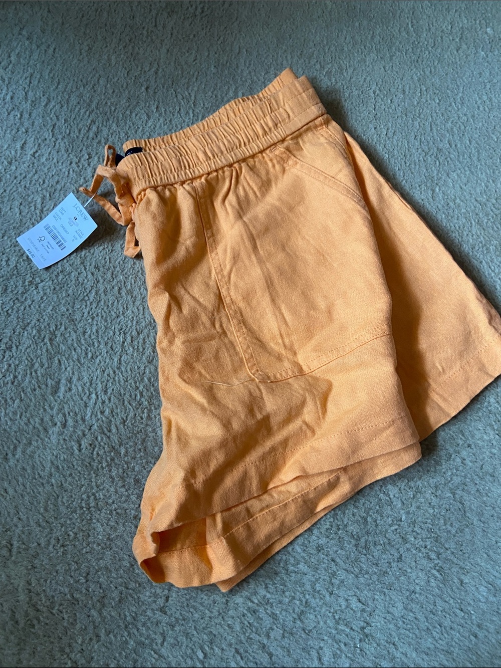 J. Crew High-Waist Linen-Blend Shorts in orange